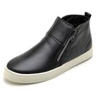 Tênis feminino Pierrô slip on couro legítimo cano alto cor preto