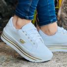 Tenis Feminino Plataforma Com Pingente de Coroa, Material em material sintético.