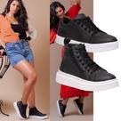 Tênis Feminino Preto + Coturno Plataforma Preto Dois Estilos Ousados Que Elevam Qualquer Look Com Atitude E Conforto