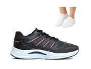 Tênis Feminino Preto Esportivo Academia Caminhada + Meia Cano Baixo