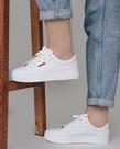 Tênis Feminino Sintético Na Cor Branco Modelo Casual Solado Baixo Cor Branco