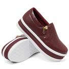 Tênis Feminino Slip On Sola Alta Calce Fácil Zíper Lateral