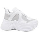 Tenis Feminino Sola Alta Branco E Cinza Macio E Confortavel