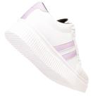 Tênis Feminino Sola Plataforma Branco com Listras Lilás
