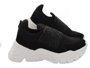 Tênis Feminino Strass Preto Solado Branco Tênis Feminino Strass Preto Solado Branco