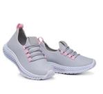 Tênis Feminino Zion Para Academia Ginastica Caminhada Leve Conforto Cinza e Rosa