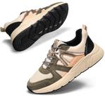 Tênis femininos casuais LUCKY STEP, plataforma, tênis clássicos de caminhada com leopardo, tênis de viagem, robustos e coloridos (lã cáqui/bege, 11 B (M), EUA)