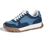 Tênis femininos LUCKY STEP, plataforma, lona, azul
