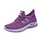 Tênis Femininos Roxos De Malha Respirável Com Cadarço, Antiderrapantes, Com Sola Grossa, Para