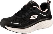 Tênis femininos Skechers D'lux Walker preto-rosa 7.5