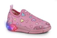 Tênis Infantil BIBI New Space Luz Led Colorido Estampado Corações Pixel Feminino
