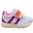 Tênis Infantil Feminino LA Kids Branco Roxo 025152 Pop-It Coração