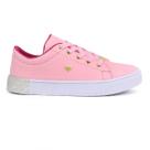 Tenis Infantil Feminino Para Meninas Sapato Com Strass e Coração