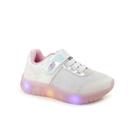 Tênis Infantil Kidy Branco e Rosa com tiras autocolantes e Luz de Led Tênis Infantil Kidy Branco e Rosa com tiras autocolantes e Luz de Led