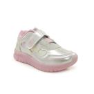 Tênis Infantil Kidy Ultra Flex em tiras autocolantes Prata e Rosa com Detalhes em Corações