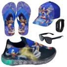 Tênis Infantil Led Luzinha Slip On Personagem +Chinelo+Boné+Óculos+Relógio