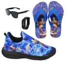 Tênis Infantil Masculino Calce Fácil Escolar Menino Personagem +Chinelo+Óculos+Relógio Tênis Infantil Masculino Calce Fácil Escolar Menino Personagem +Chinelo+Óculos+Relógio