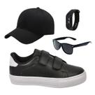 Tênis Infantil Masculino Escolar Casual Menino Novo Óculos+Relógio+Boné