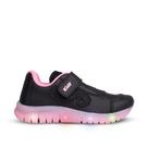 Tênis Infantil Menina Kidy Light Fun Preto e Rosa Pisca-Pisca e tiras autocolantes -