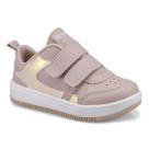 Tênis Infantil Menina Pequito Fecho Duplo Calce Fácil Rosa Holográfico Confortável Antiderrapante Casual Escolar Versátil Fashion