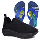 Tenis Infantil Meninos Calce Facil Leve Tipo Meia + Chinelo