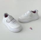 Tênis Infantil Pampili Branco Menina Casual Esportivo Fashion Conforto tiras autocolantes Com Pingente