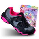 Tênis Infantil Sem Cadarço De Menina Kidy Play RespiTec 716704228 Cor:716704228 PRETO/PINK NEONTamanho:29