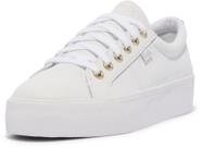 Tênis Keds Jump Kick Duo com cadarço feminino em couro branco/dourado