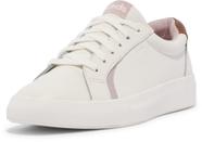 Tênis Keds Pursuit LACE UP feminino em couro branco/conhaque
