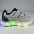 Tênis Kidy Infantil Menino Flex Light Original LED Fecho Duplo Anatômico Conforto Cor:Cinza/MarinhoTamanho:27