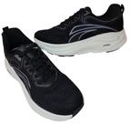 Tênis kolosh feminino e0582 sola eva conforto em tecido respirável com cadarços preto