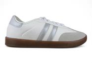 Tenis Littz Com Cadarço Casual Urbano Branco Prata