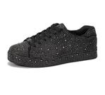 Tênis LUCKY STEP Rhinestone, moda para mulheres, pretos