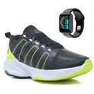 Tênis Masculino Academia Esportivo Corrida + Relógio Digital