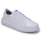Tênis Masculino Casual Branco Em Couro Legítimo Leve Macio