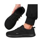 Tênis Masculino Casual De Lona Com Bico Largo E Malha Respirável, Sapatilha Plana Preta Da Moda Para