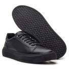 Tênis Masculino Couro Esportivo Super Macio Leve Urbano Black