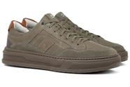 Tênis Masculino Democrata Casual Denim Wide Couro Camurça Confortável