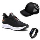 Tenis Masculino Esportivo Academia Caminhada + Boné e Relógio Tenis Masculino Esportivo Academia Caminhada + Boné e Relógio
