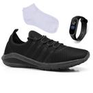Tênis Masculino Esportivo Caminhada Academia Corrida Leve Confortável + Relógio + Meia Algodão