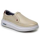 Tênis Masculino Sapato Em Couro Slip On Iate Leve Macio