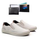 Tênis Masculino Slip On Cadarço Conforto + Carteira Kit 2