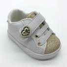 Tenis Menina Sapatinhos Bebe Calcados Infantil Branco Com Dourado Glitter