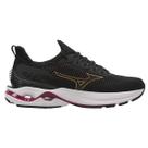 Tenis Mizuno Wave Mirai 7 - Feminino - Preto-Bordô