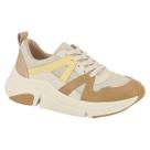 Tenis Modare Feminino Conforto Casual Nylon Lançamento Branco Dourado Cor:Branco/Dourado/ManteigaTamanho:38