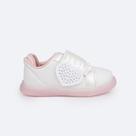 Tênis Pampili Pom Pom Coração Strass Branco e Rosa 699.038