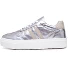 Tenis Plataforma Feminino Metalizado Casual Detalhe Verniz Ajuste Cadarço Macio Basico Tamanho:37Cor:PrataGênero:Femin