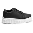 Tenis Preto Feminino Casual com Sola Plataforma.