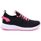 Tênis Preto Rosa Pink Feminino Leve Confortável Esporte Caminhada Academia
