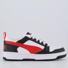 Tênis Puma Rebound V6 Juvenil Branco e Preto